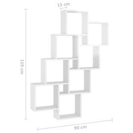Raft de perete cub, alb extralucios, 90x15x119 cm pal, 6 image
