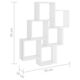 Raft de perete cub, alb lucios, 78x15x93 cm pal, 6 image