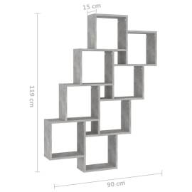Raft de perete cub, gri beton, 90x15x119 cm, pal, 6 image