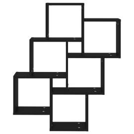 Raft de perete cub, negru, 78x15x93 cm, pal, 4 image