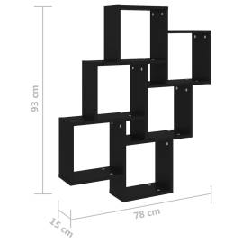 Raft de perete cub, negru, 78x15x93 cm, pal, 6 image