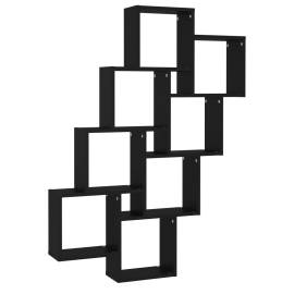 Raft de perete cub, negru, 90x15x119 cm, pal, 2 image