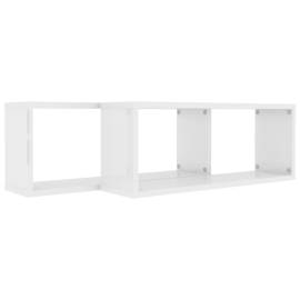 Rafturi de perete cub, 2 buc, alb extralucios, 60x15x23 cm, pal, 7 image
