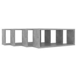Rafturi de perete cub, 4 buc, gri beton, 60x15x23 cm, pal, 7 image