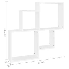 Raft de perete cub, alb, 80x15x78,5 cm pal, 6 image
