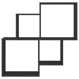 Raft de perete cub, negru, 80x15x78,5 cm, pal, 4 image