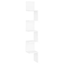 Raft de perete de colț, alb, 20x20x127,5 cm, pal, 2 image