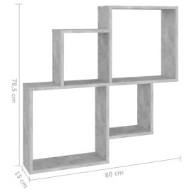 Raft de perete de cub, gri beton, 80x15x78,5 cm, pal, 6 image