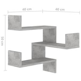 Raft de perete pe colț, gri beton, 40x40x50 cm, pal, 8 image