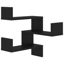 Raft de perete pe colț, negru, 40x40x50 cm, pal, 2 image