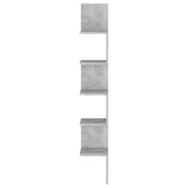 Raft de perete pentru colț, gri beton, 20x20x127,5 cm , pal, 7 image