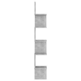 Raft de perete pentru colț, gri beton, 20x20x127,5 cm , pal, 6 image