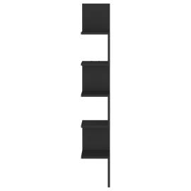 Raft de perete pentru colț, negru, 20x20x127,5 cm, pal, 7 image
