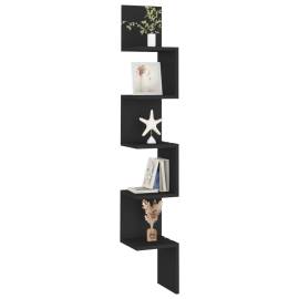 Raft de perete pentru colț, negru, 20x20x127,5 cm, pal, 5 image