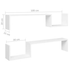 Rafturi de perete, 2 buc., alb, 100x15x20 cm, pal, 8 image