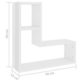 Rafturi de perete, 2 buc., alb extralucios, 50x15x50 cm, pal, 7 image
