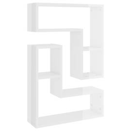 Rafturi de perete, 2 buc., alb extralucios, 50x15x50 cm, pal, 2 image