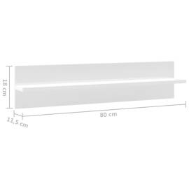 Rafturi de perete, 2 buc., alb extralucios, 80x11,5x18 cm, pal, 9 image