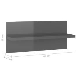 Rafturi de perete, 2 buc., gri extralucios, 40x11,5x18 cm, pal, 9 image