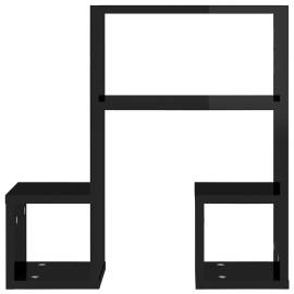 Rafturi de perete, 2 buc., negru extralucios, 50x15x50 cm, pal, 5 image