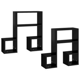 Rafturi de perete, 2 buc., negru extralucios, 50x15x50 cm, pal, 2 image