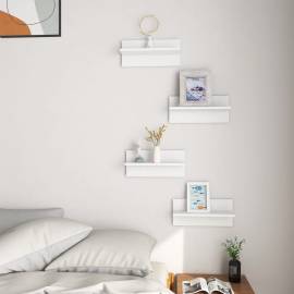 Rafturi de perete, 4 buc., alb extralucios, 40x11,5x18 cm, pal, 3 image
