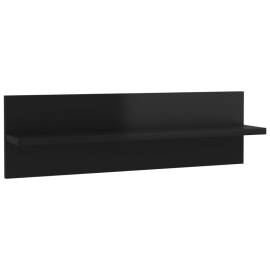Rafturi de perete 2 buc., negru extralucios, 60x11,5x18 cm, pal, 5 image