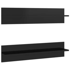Rafturi de perete 2 buc. negru extralucios 80x11,5x18 cm pal, 2 image