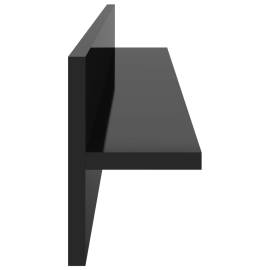 Rafturi de perete 2 buc. negru extralucios 80x11,5x18 cm pal, 7 image
