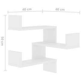 Rafturi de perete pe colț, 2 buc., alb, 40x40x50 cm pal, 9 image