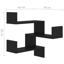 Rafturi de perete pe colț, 2 buc, negru, 40x40x50 cm pal, 9 image