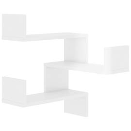 Rafturi de perete pe colț 2 buc alb extralucios 40x40x50 cm pal, 5 image