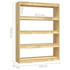 Bibliotecă/separator cameră, 100x30x135,5 cm, lemn masiv de pin, 8 image