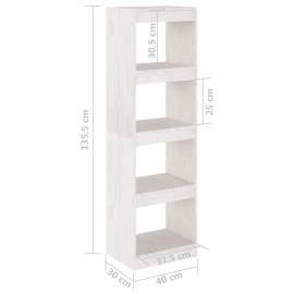 Bibliotecă/separator cameră, alb, 40x30x135,5 cm, lemn de pin, 8 image
