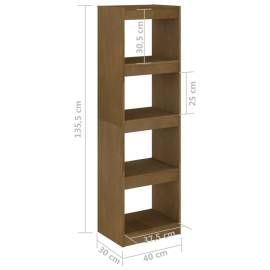 Bibliotecă/separator cameră, maro miere 40x30x135,5 cm lemn pin, 8 image
