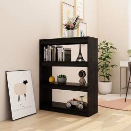 Bibliotecă/separator cameră, negru, 100x30x103 cm, lemn de pin, 3 image