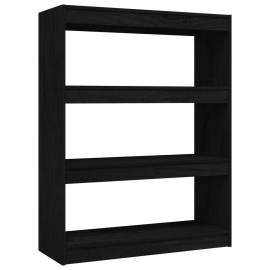 Bibliotecă/separator cameră, negru, 100x30x103 cm, lemn de pin, 2 image
