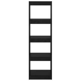 Bibliotecă/separator cameră, negru, 40x30x135,5 cm, lemn de pin, 6 image