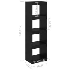 Bibliotecă/separator cameră, negru, 40x30x135,5 cm, lemn de pin, 8 image