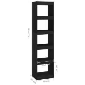 Bibliotecă/separator cameră negru 40x30x167,5 cm lemn masiv pin, 8 image
