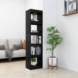 Bibliotecă/separator cameră negru 40x30x167,5 cm lemn masiv pin, 3 image