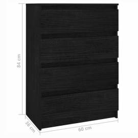 Dulap lateral, negru, 60x36x84 cm, lemn masiv de pin, 7 image