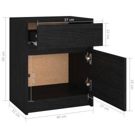 Noptieră, negru, 40x31x50 cm, lemn masiv de pin, 9 image