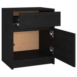 Noptiere, 2 buc., negru, 40x31x50 cm, lemn masiv de pin, 8 image