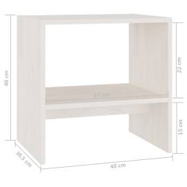 Noptiere, alb, 2 buc., 40x30,5x40 cm, lemn masiv de pin, 8 image