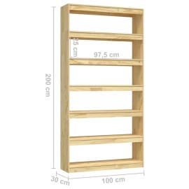 Bibliotecă/separator cameră, 100x30x200 cm, lemn masiv de pin, 8 image