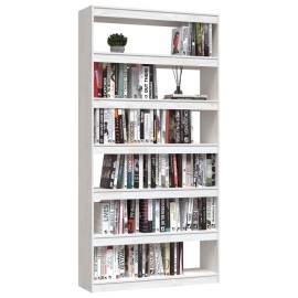 Bibliotecă/separator cameră, alb, 100x30x200 cm, lemn masiv pin, 4 image