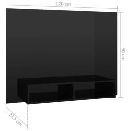 Comodă tv de perete, negru extralucios, 120x23,5x90 cm, pal, 7 image