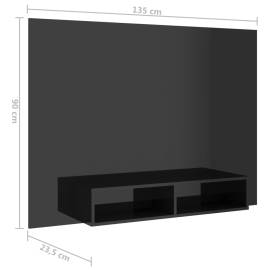 Comodă tv de perete, negru extralucios, 135x23,5x90 cm, pal, 8 image