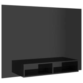 Comodă tv de perete, negru extralucios, 135x23,5x90 cm, pal, 2 image